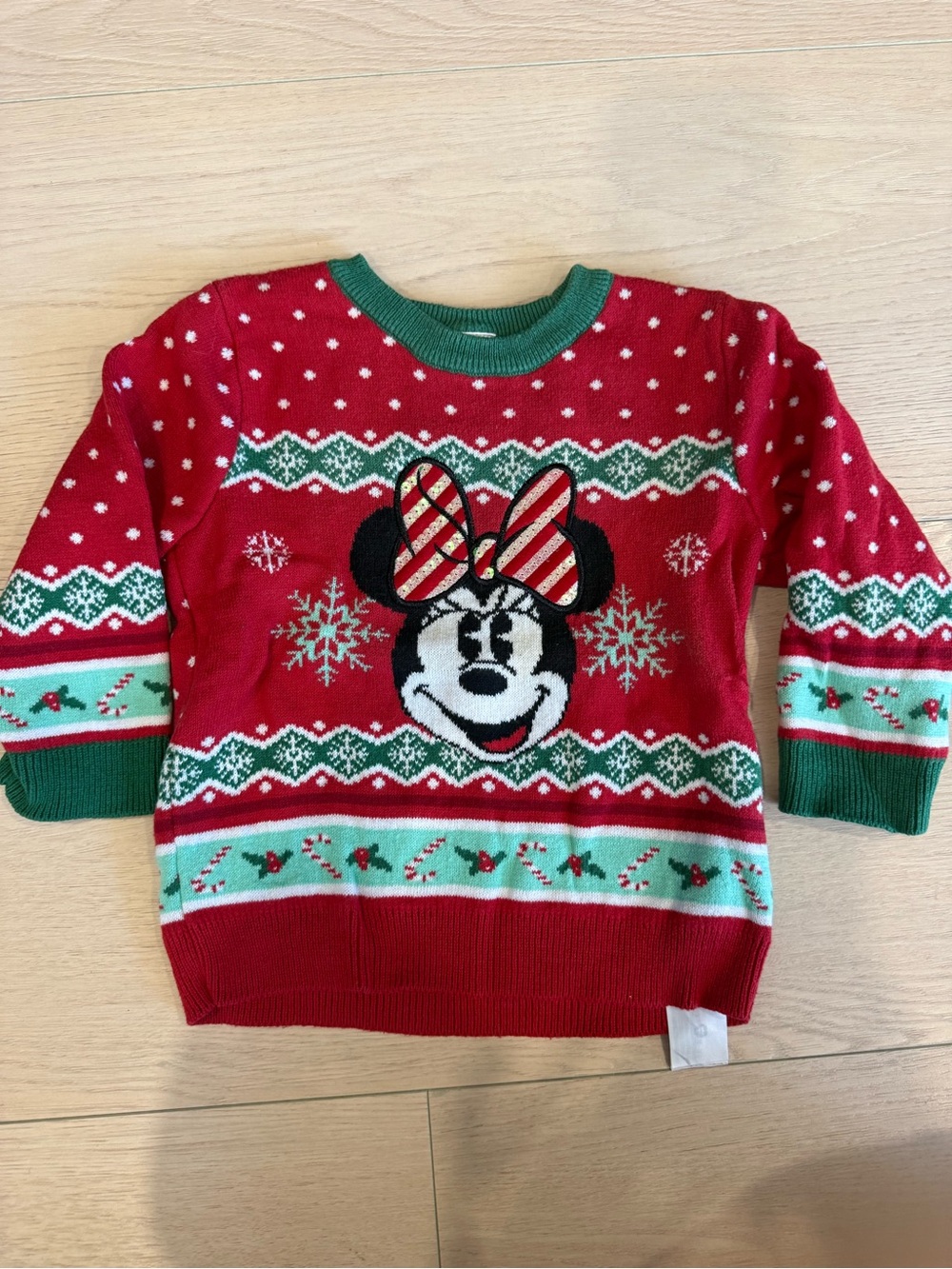 Disney Red Green Minnie Mouse Holiday Sweater | 12-18 months